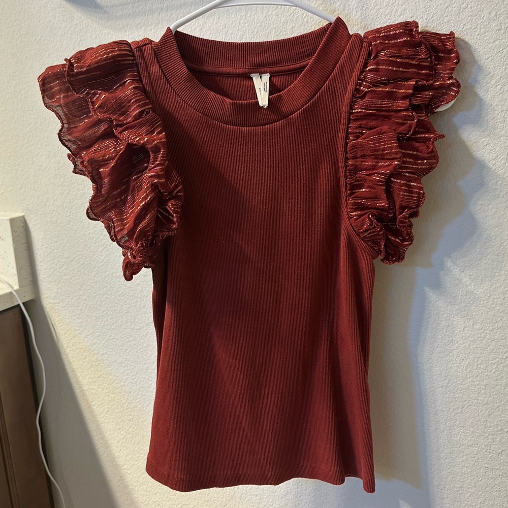 NWOT Anthropologie Flutter Top, Sz XS